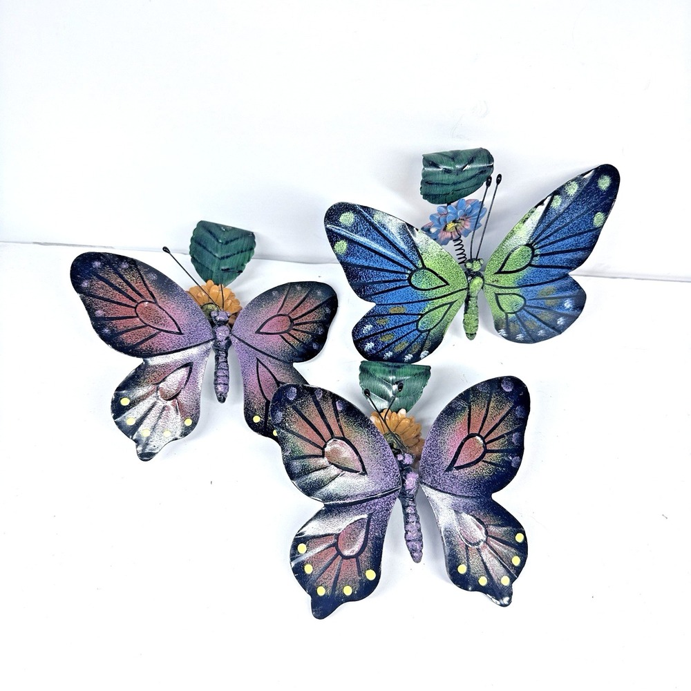 Metal‎ Butterfly Garden Decor Spring Clip On Plant Pot Art Set READ